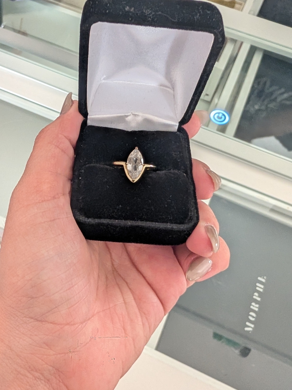 Gold Marquise CZ Solitaire Ring - Gold Color